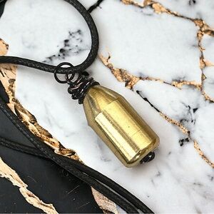 Real Brass Faux Bullet Pendant Necklace